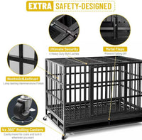 Heavy-Duty Steel Dog Crate with Wheels – Double Door (48")
