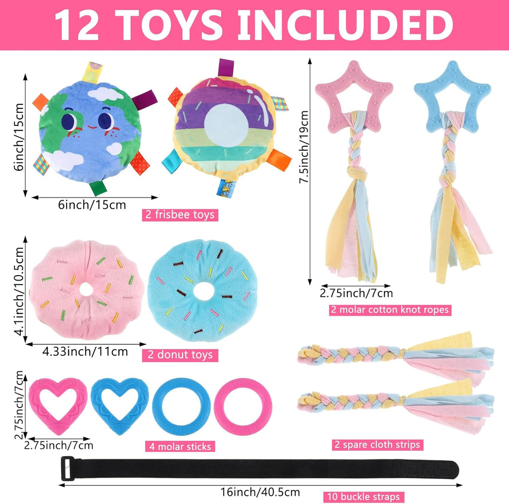 Puppy Play Gym with 10 Hanging Toys for Small Dogs Indoor Jungle Playground PVC Frame with Interactive Funny Enrichment Toys Dogs Activity Center Durable, Lightweight