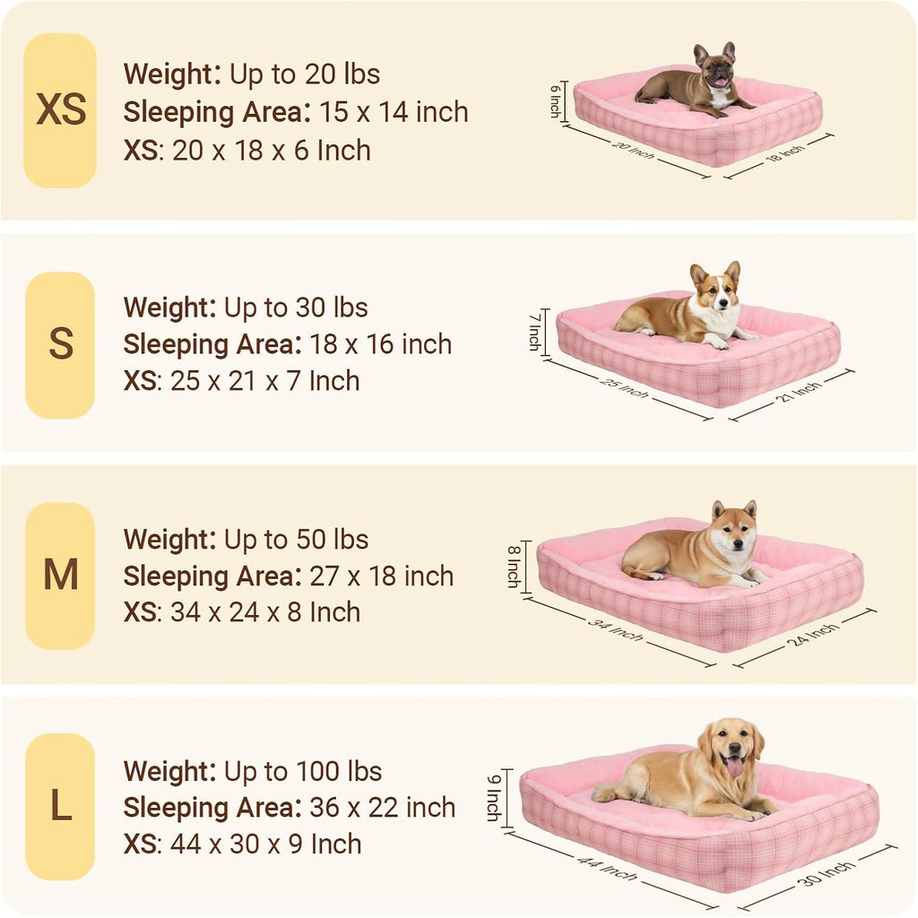Dog Beds for Small Medium Dogs & Cats, Orthopedic Sleeping Pet Bed for Couch with Durable Puppy Cuddler and Anti-Slip Bottom Machine Washable((pink)