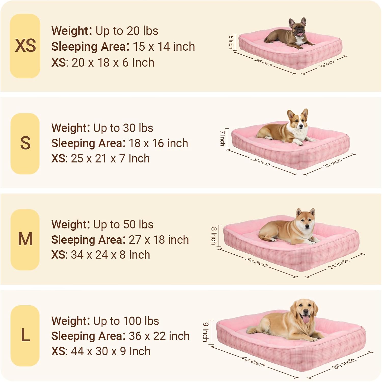 Dog Beds for Small Medium Dogs & Cats, Orthopedic Sleeping Pet Bed for Couch with Durable Puppy Cuddler and Anti-Slip Bottom Machine Washable((pink)