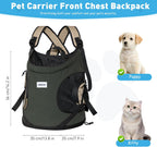 Dog Cat Carrier Front Chest Backpack, Hands Free Cross Shoulder Sling Bag with Padded Bottom & Safety Strap for Puppy Kitten Travel Hiking and Outdoor Use