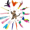 Cat Wand Toy Accessories, Cat Feather Toy Attachments Replacements, Mouse Toy and Tassels Strip for Indoor Cats Kitten