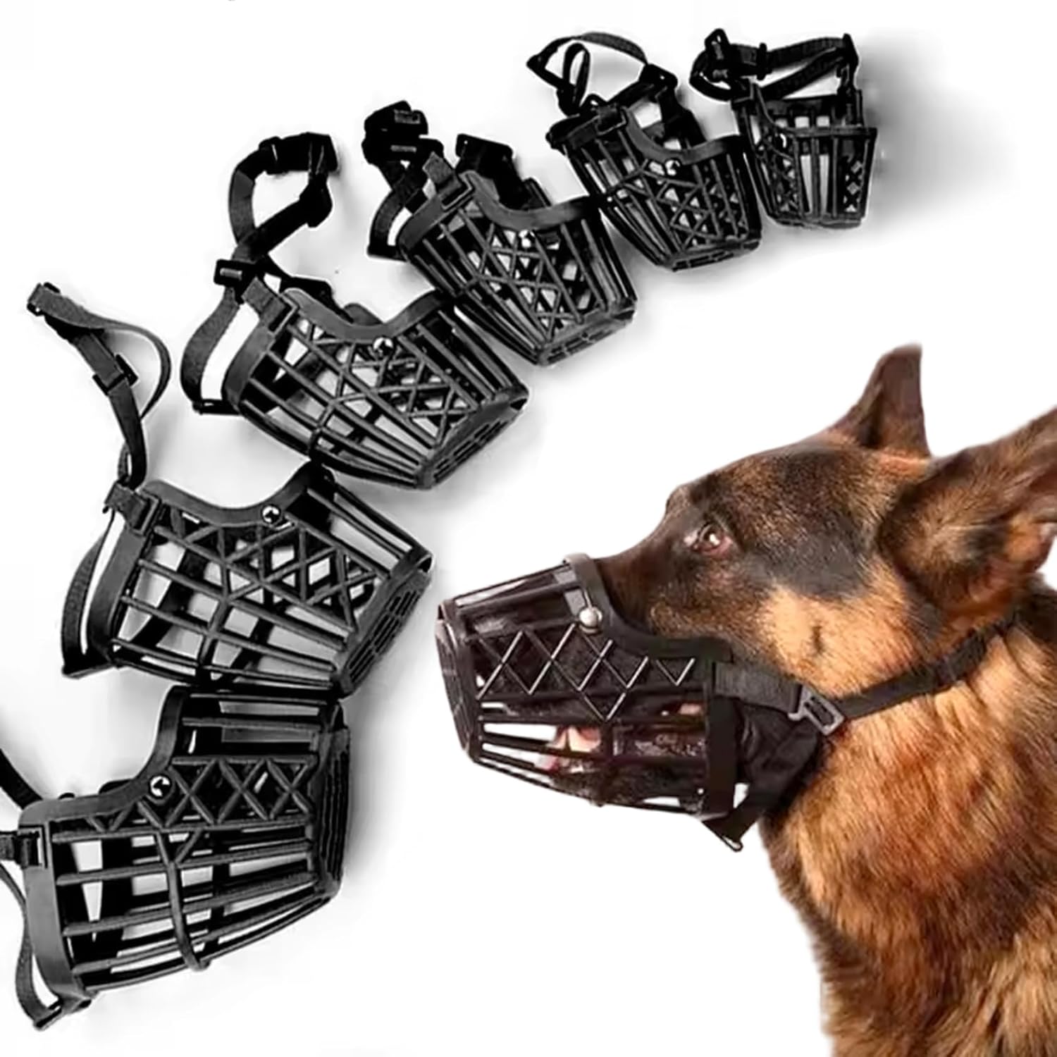 Dog Muzzles Anti Biting Adjustable Plastic Breathable Basket Muzzle Different Sizes for Small, Medium, Large & Extra Dogs