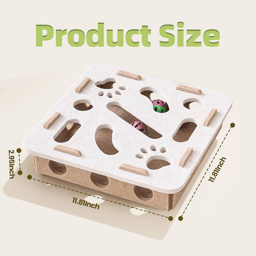Interactive Cat Toy Puzzle Toys for Indoor Cats Felt Maze Box Kittern Toys Pet Cat Games Self Play Fun Exercise Hide Seek Moving Cat Toy for Bored Cats Encourages Hunting Instincts