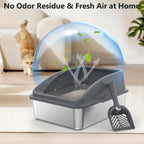 Steel Litter Box, Metal Kitty Litter Box with Scoop, Anti-Leakage Top Entry, Non-Sticky, Easy to Clean