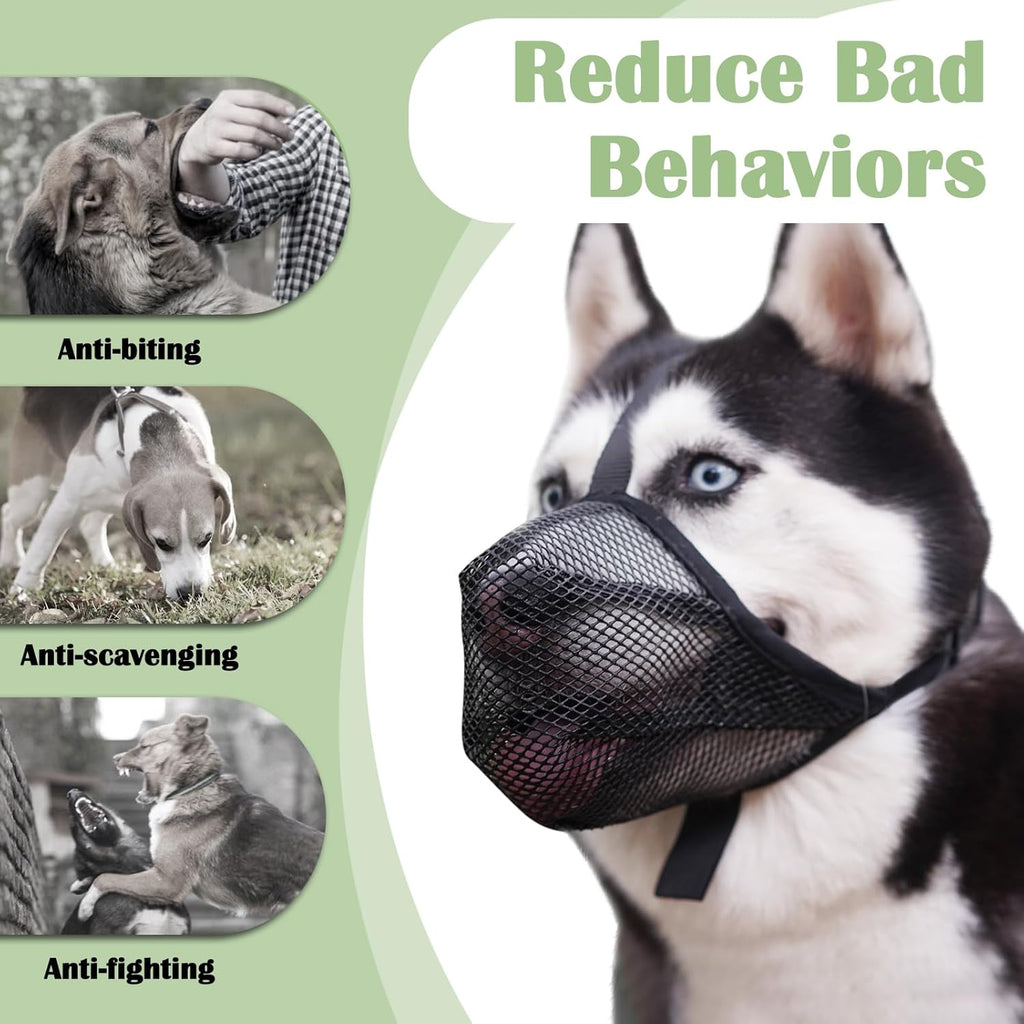 Dog Muzzle, Soft Mesh Muzzle for Small Medium Large Dogs Anti Bite Scavenging, Breathable Adjustable Mouth Guard for German Shepherd Labrador Golden Retriever in Grooming Walking Vet Visits