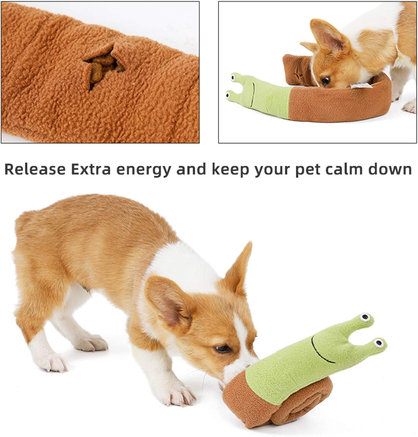 Pet snail molar dog plush toys, dog sniffing training plush toys, interactive educational IQ screaming toys, plush toys for pet activities to relieve stress, suitable for large, medium and small dogs