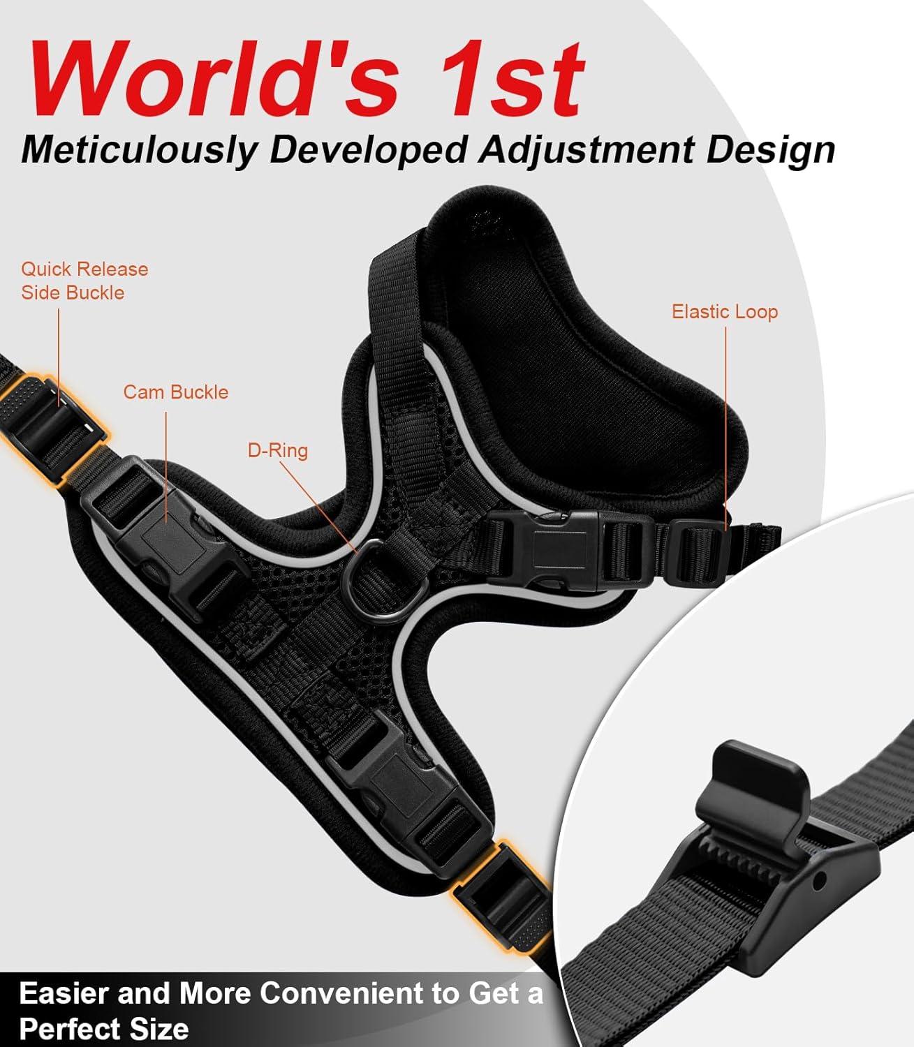 Cat Harness and Leash for Walking Escape Proof Soft Adjustable Cat Leash Breathable Comfortable Vest Easy to Wear Kitten Harness for Outdoor Travel Black