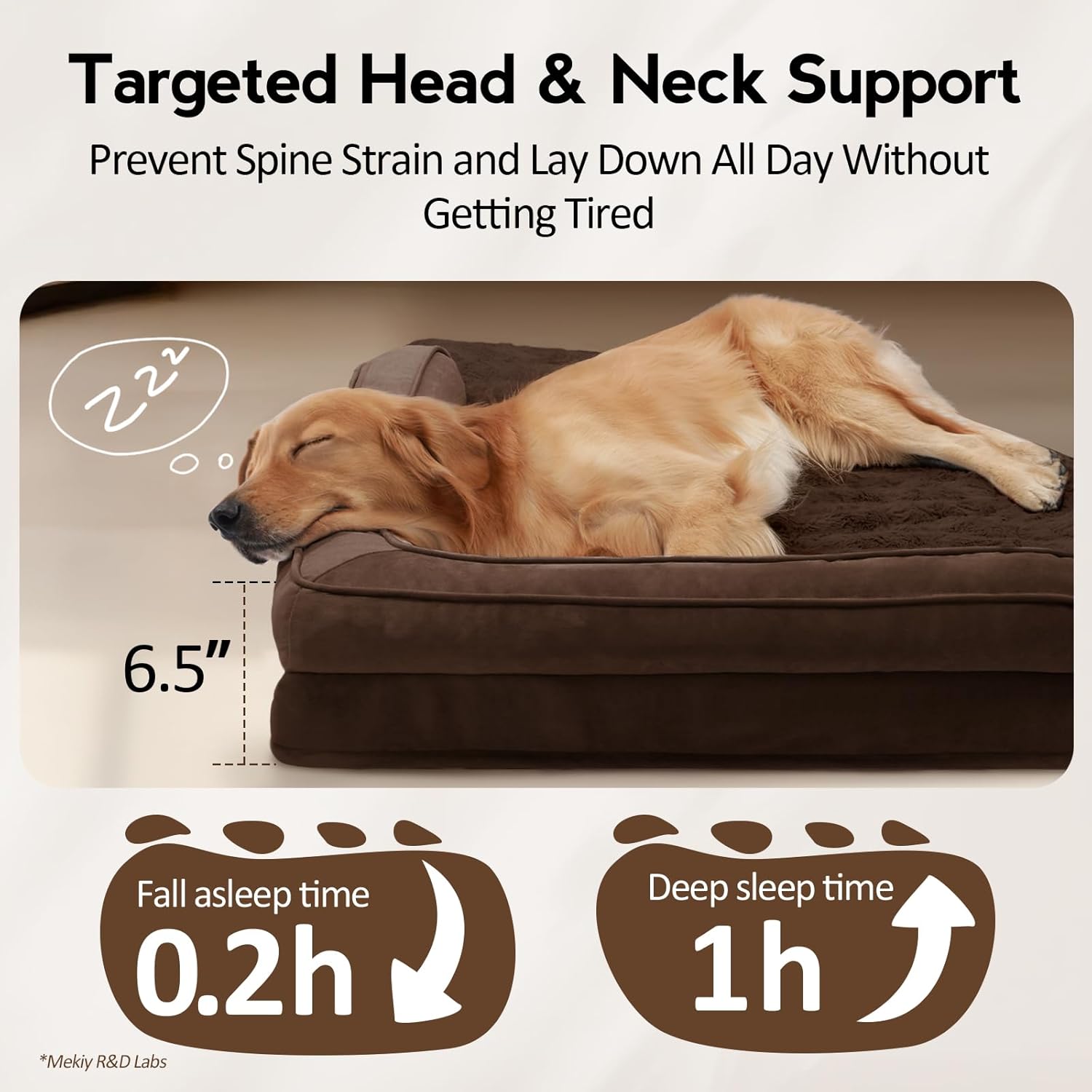 Large Dog Bed - Orthopedic Egg-Crate Memory Foam Dog Beds with Removable Washable Cover, Waterproof Pet Beds with Non-Slip Bottom, (Brown)