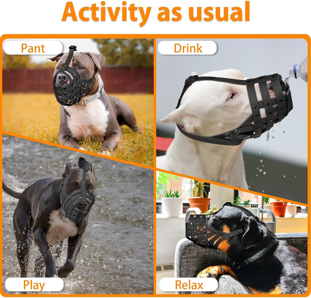 Pitbull Muzzle for Large Medium Sized Dogs to Prevent Biting Scavenging, Basket Muzzle for Rottweiler Staffordshire Terrier in Grooming Training, Allow to Pant Drink, Lightweight and Sturdy