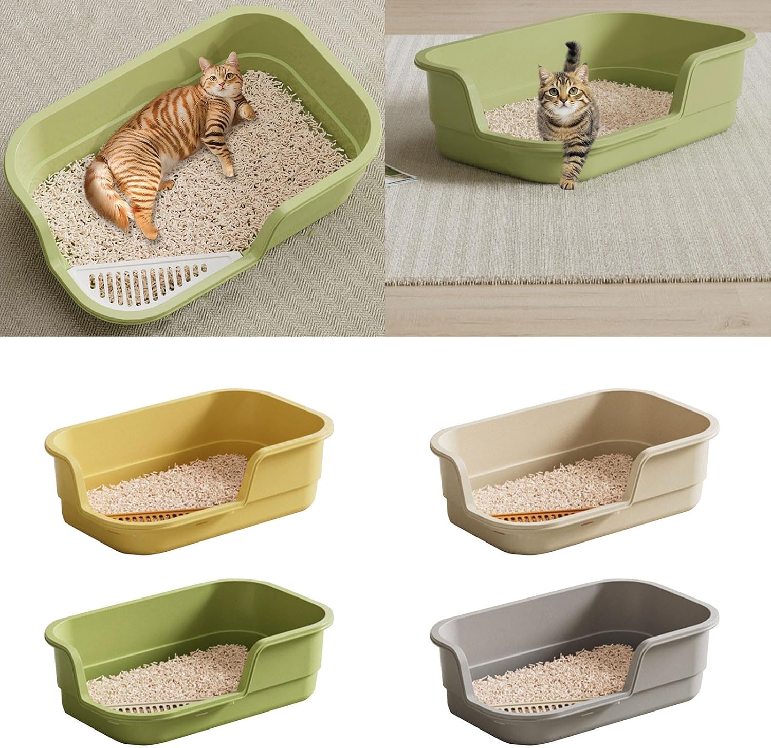 Enclosed Cat Litter Box with Extra Large High Sides, Low Entry Senior Litter Pen for Geriatric Cats, Durable Plastic Easy Clean Extra Large Cat Litter for Indoor Pet Potty