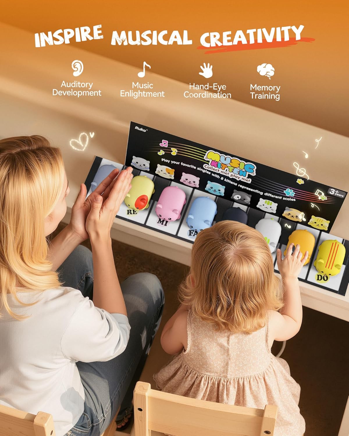 Musical Cats Piano Keyboards with Cute Meow Tone, Press Play Music Scale, Fun Music Toys for Kids, for Boys & Girls Age 3 4 5 6 7 8 9, Educational Instrument