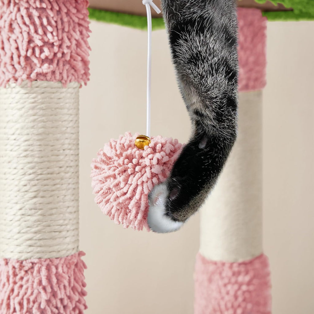 Cactus Cat Tree, 42in Cat Tower for Indoor Cats, Multi Level Kitten Condo Scratching Post, Cat Activity Center Pet Furniture w/Ball, Plush Perch, Platform, Basket