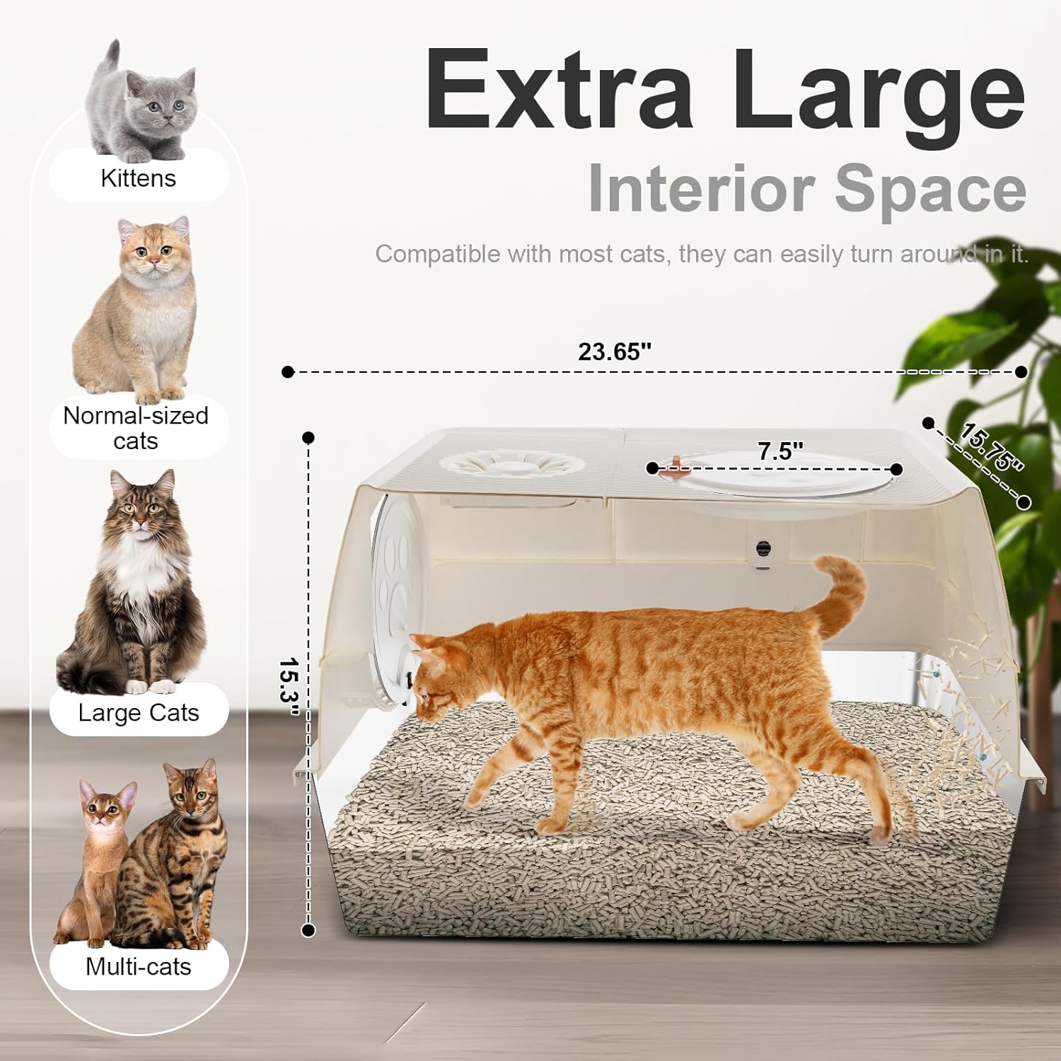 Steel Litter Box with Lid XL Extra Large Litter Box Enclosed Top Entry Metal Litterbox for Big Cats Easy Cleaning Less Leakage & High Sided with Mat Aisle & Scoop