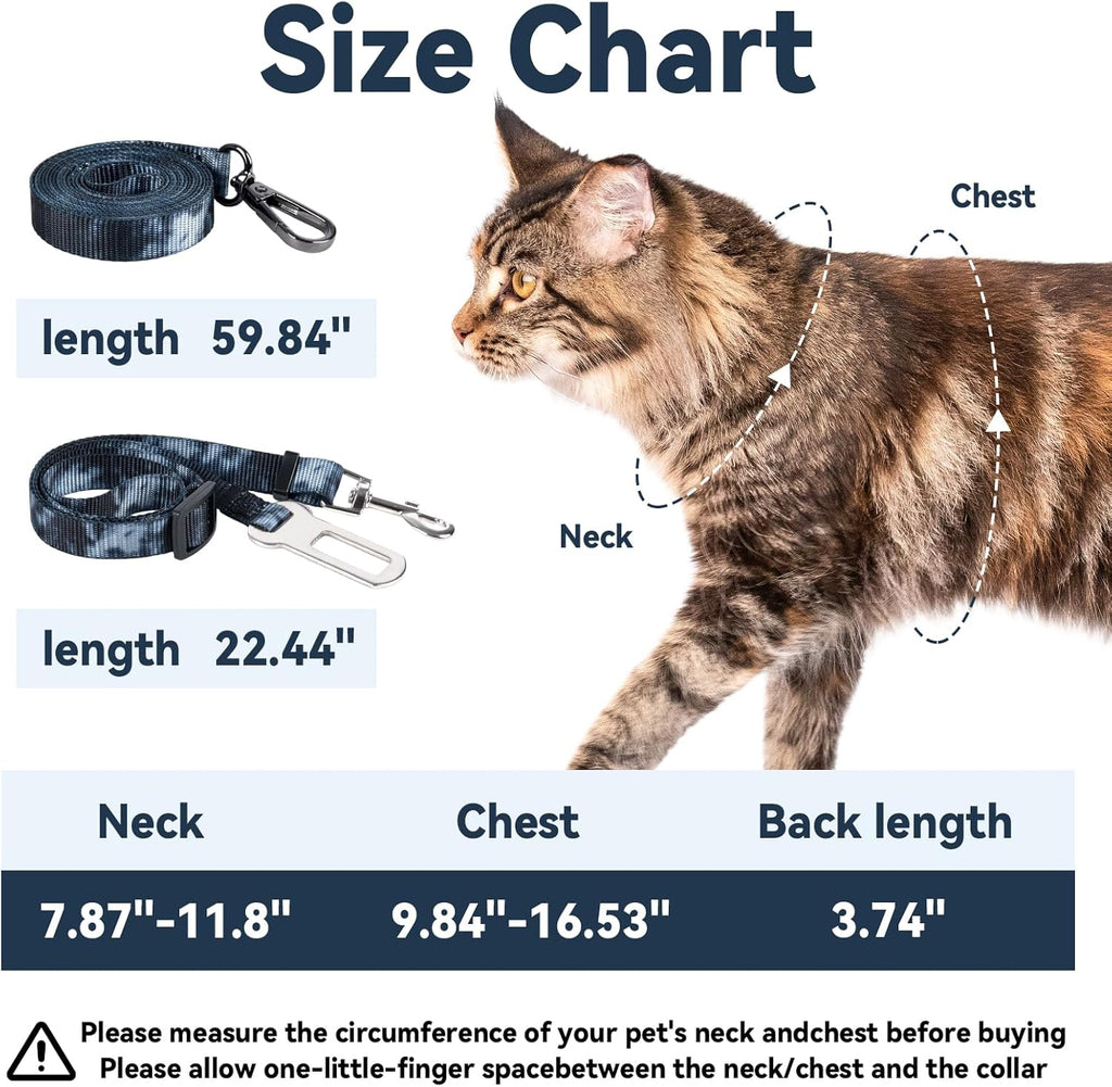 Cat Harness and Leash Set, 3-in-1 Escape Proof Adjustable, Comfortable Soft Lightweight, Safe, Easy to Wear, Walking Travel Kitten Harness for Small Medium Large Cats