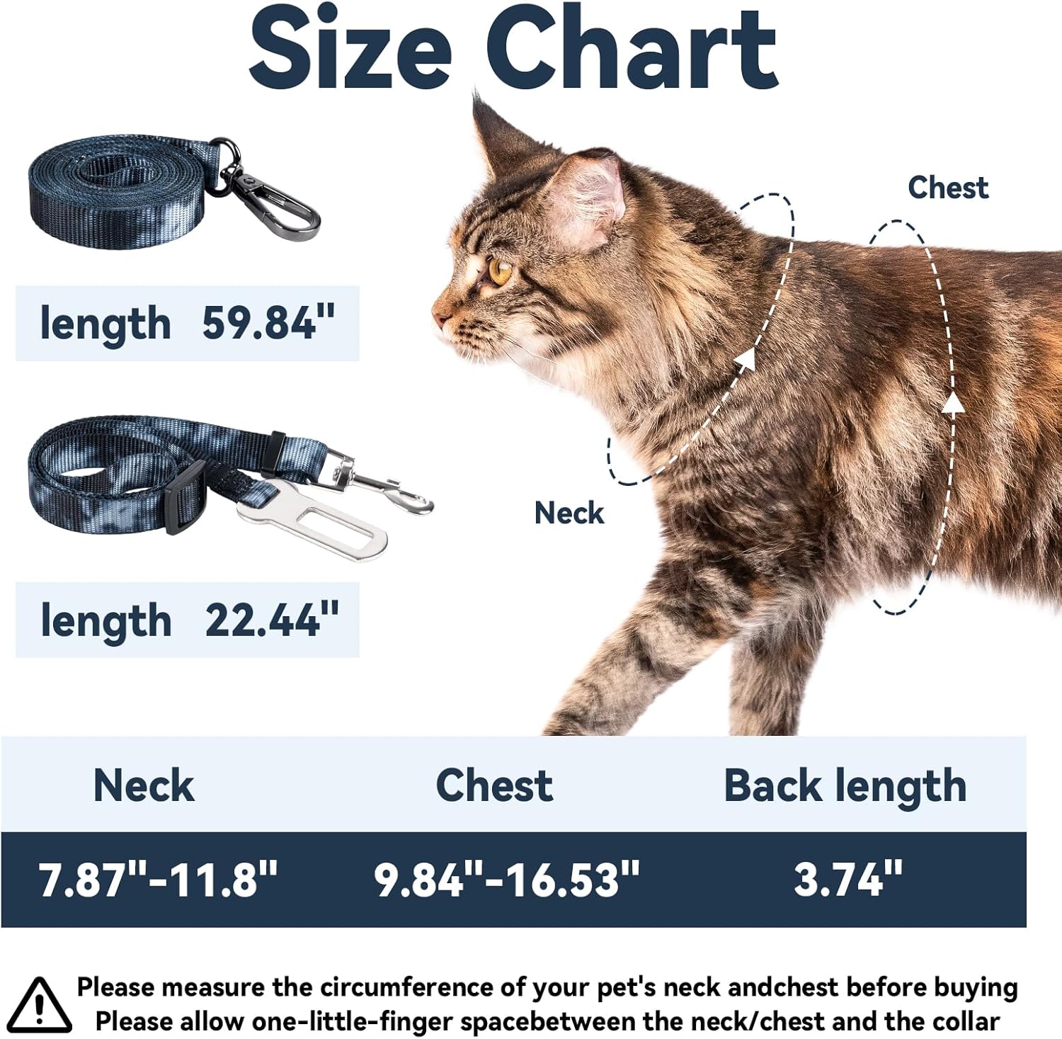 Cat Harness and Leash Set, 3-in-1 Escape Proof Adjustable, Comfortable Soft Lightweight, Safe, Easy to Wear, Walking Travel Kitten Harness for Small Medium Large Cats