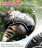 Cat Harness and Leash for Walking Escape Proof Soft Adjustable Cat Leash Breathable Comfortable Vest Easy to Wear Kitten Harness for Outdoor Travel Black