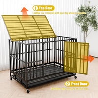 Heavy-Duty Steel Dog Crate with Wheels – Double Door (48")