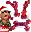 Indestructible Dog Toys for Aggressive Chewers 3-Pack: Tough Nylon Chew Toys for Medium & Large Dogs 25–80 lbs, Beef Flavor, Heavy-Duty Dog Chew Bone, Holiday Dog Gift (Red)