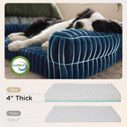 Orthopedic Dog Beds for Extra Large Dogs, Waterproof Memory Foam XL Pet Bed with Sides, Non-Slip and Egg-Crate Foam Big Dog Couch Sofa with Washable Removable Corduroy Cover, Blue