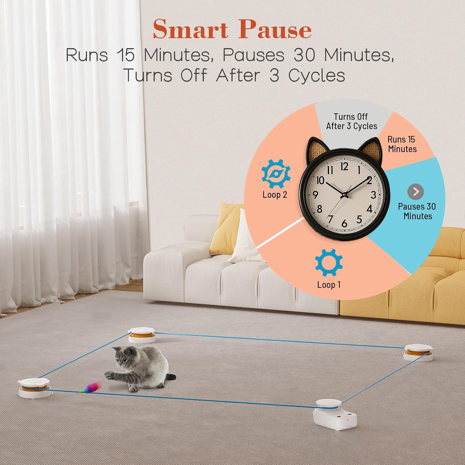 Interactive Cat Toy for Indoor Cats – Automatic Moving & Enrichment Toy for Indoor Cats/Kitten, Auto/Manual Control Cat Treadmill for Exercise & Mental Stimulation, Stimulating Chase Toys