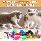 30 Pcs Cat Toy Kitten Toys Set, Interactive Cat Toy Wand Cat Springs Ball Toy with Bells, Cat Toys for Bored Indoor Cats, Gift Box Styles