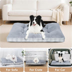Washable L Dog Bed for Large Dogs with Anti-Slip Bottom, Premium Foam Pet Pad for Crate for Large Medium Small Sized Puppies(Grey)