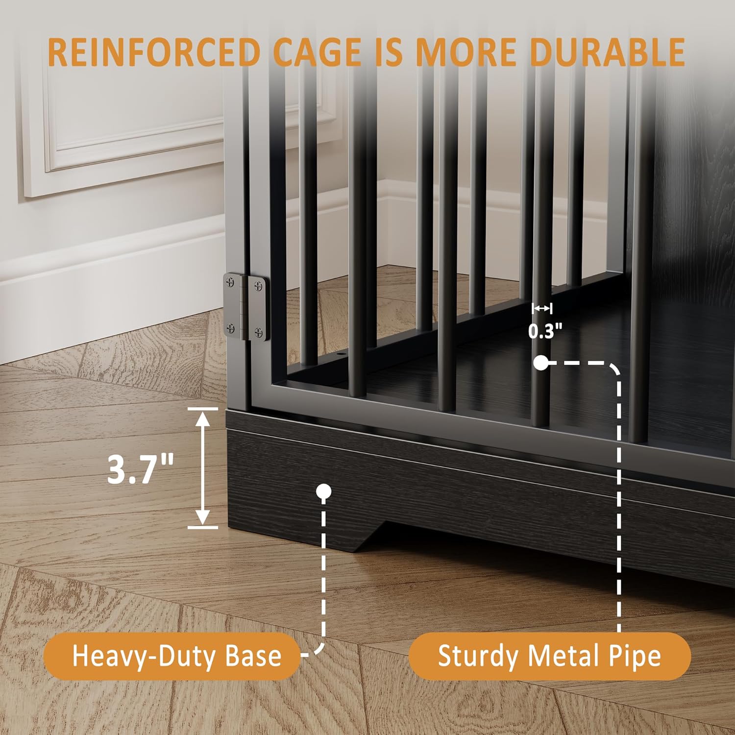 Dog Crate Furniture, Farmhouse Heavy Duty Dog Kennel with Bowl & Storage Drawers, Medium Dog Cage End Table for Small Medium Dogs, Black