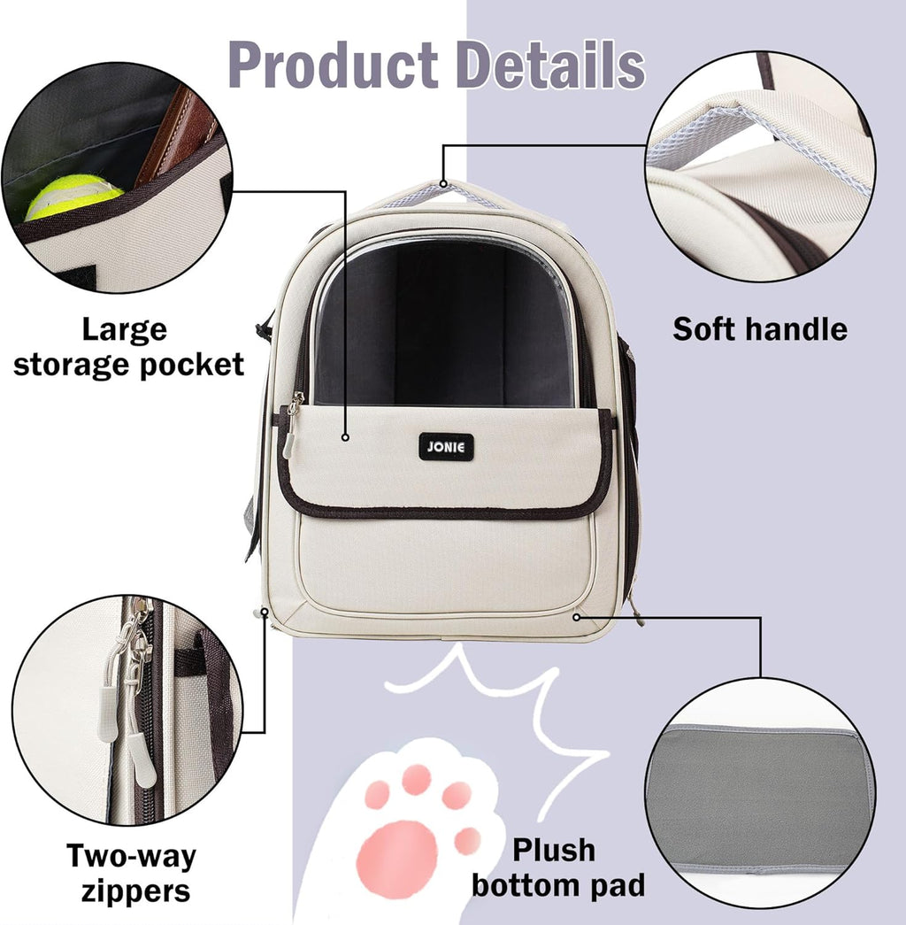 Cat Backpack Carrier for Large Cats up to 15lbs Pet Travel Backpack with Transparent Window Mesh Ventilated Portable Dog Cat Bag for Outdoor Hiking Mochila para Gatos transportadora mascota