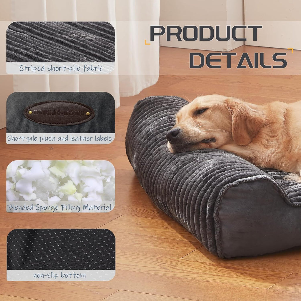 Dog Beds for Medium,Large Dogs Breeds,Sofa Dog Bed with Pillow for Crate Kennel, Super Soft Pet Bed for Support Bolster, Comfortable Pet Couch Bed & Non-Slip Bottom