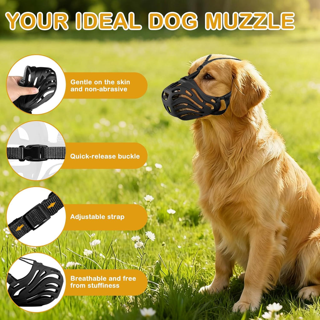 Dog Muzzle, Soft Breathable Dog Muzzles Suitable Dogs, Adjustable Basket Muzzles Prevents Chewing and Biting for Grooming Trimming Training