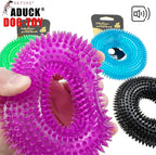 Dog Squeaky Chew Toys for Aggressive Chewers, Small Medium Large Dogs Teeth Cleaning Soft Natural Rubber Float Toy for Indoor Outdoor Water Pool, Donut Ring Design 4.92 inch, Crystal Blue Crystal purple