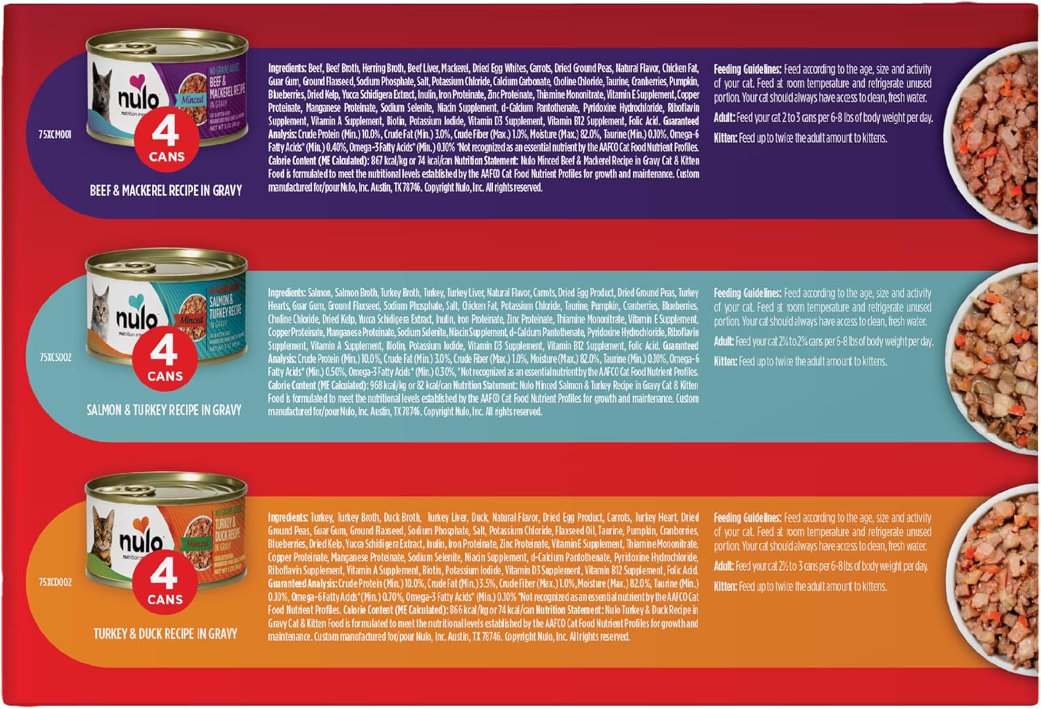 Variety Flavors Grain-Free Minced Wet Canned Cat Food, 3 Ounce (Pack of 12)