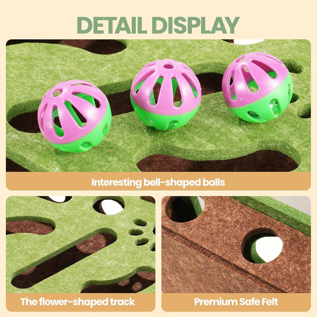 Interactive Cat Toy Puzzle Toys for Indoor Cats Felt Maze Box Kittern Toys Pet Cat Games Self Play Fun Exercise Hide Seek Moving Cat Toy for Bored Cats Encourages Hunting Instincts