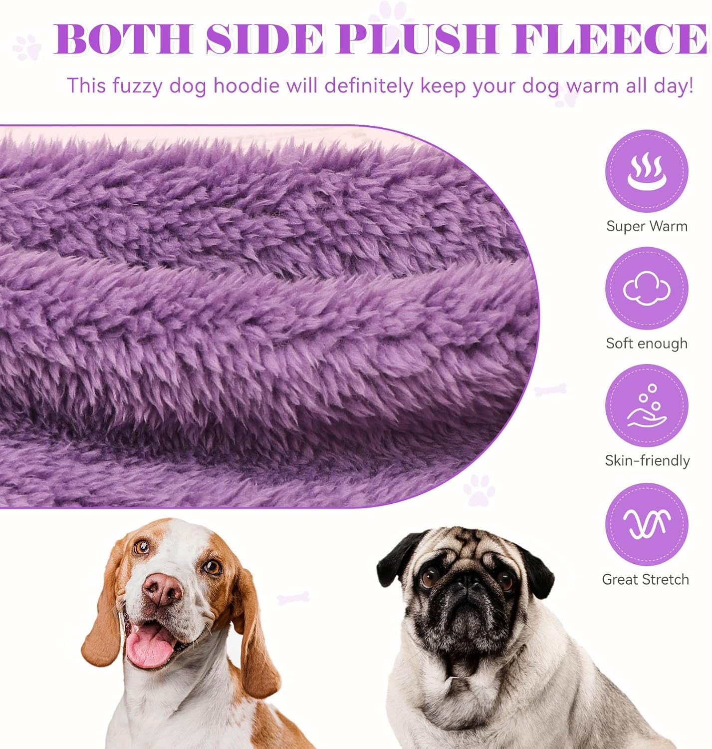 Fuzzy Dog Sweaters for Large Dogs Dog Hoodie Soft Double-Sided Plush Fleece Pet Sweater Pet Clothes Coats Hoodie Sherpa Hooded Sweatshirt