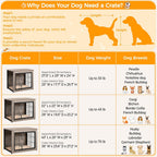 Dog Crate Furniture with Cushion Wooden Dog Crate with Double Doors/Adjustable Feet Side End Table for Small/Medium Dogs, Greige