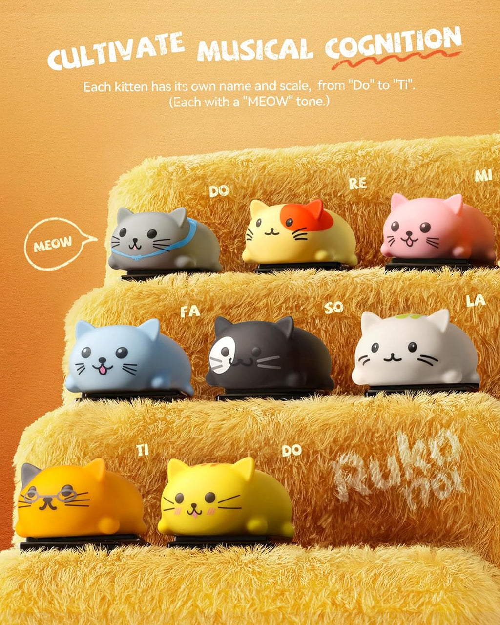 Musical Cats Piano Keyboards with Cute Meow Tone, Press Play Music Scale, Fun Music Toys for Kids, for Boys & Girls Age 3 4 5 6 7 8 9, Educational Instrument