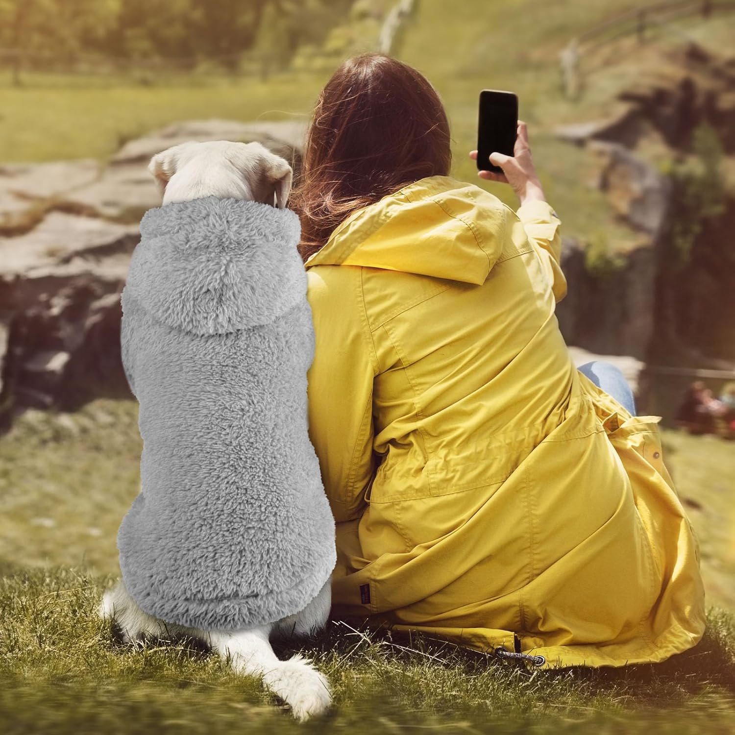 Fuzzy Dog Sweaters for Large Dogs Dog Hoodie Soft Double-Sided Plush Pet Sweater Fleece Clothes Coats Pet Hoodie Sherpa Hooded Sweatshirt