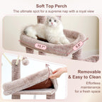 Cat Tree, 45.3-Inch Cat Tower for Indoor Cats with Large Perch, All-in-One Cat Furniture with Cozy Bed, Hidden Space Cat Condo, Comfy Hammock, Scratching Posts & 3 Pompoms, Muchroom