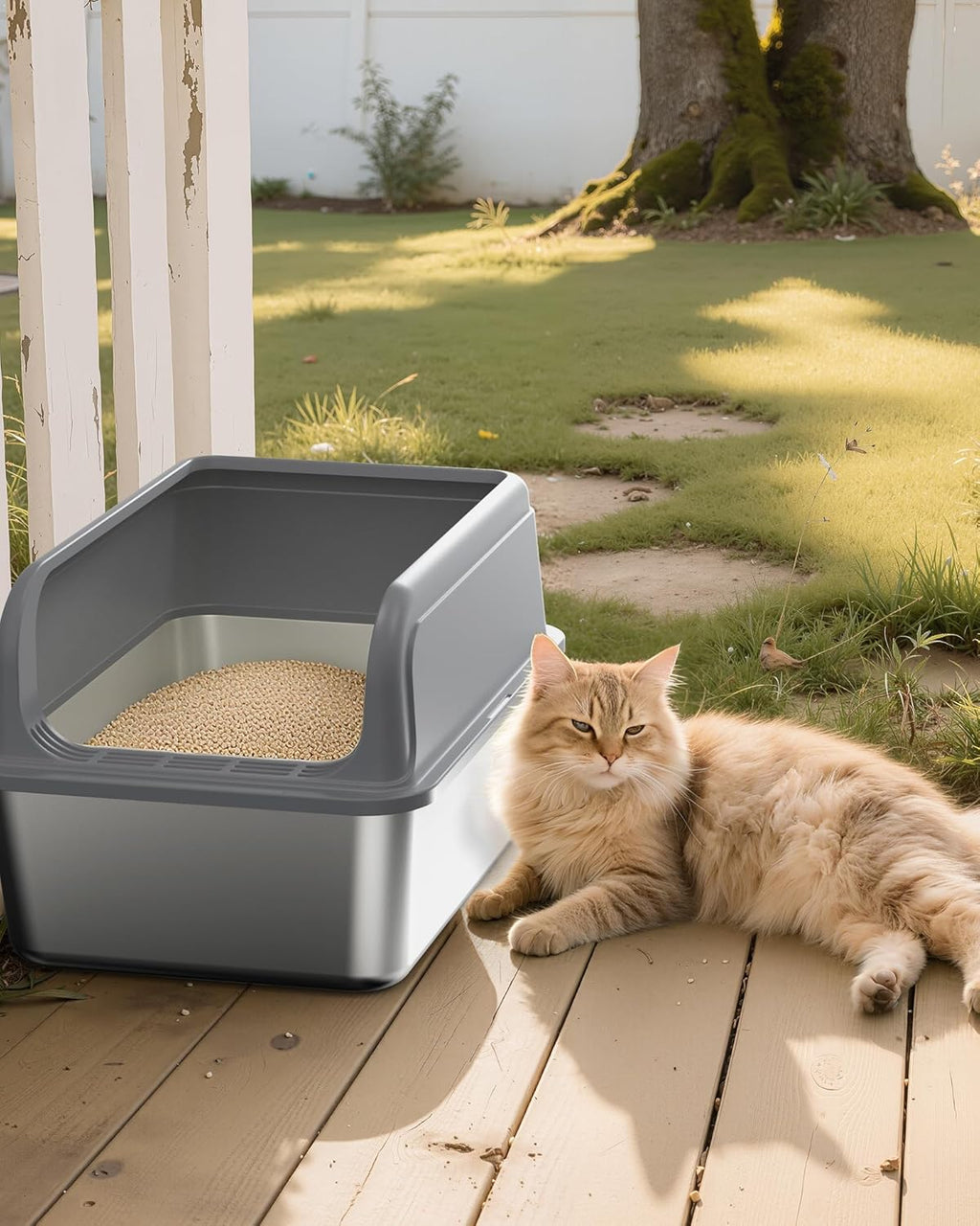 Stainless Steel Cat Litter Box | Easy Clean, Non-Stick, Anti-Leakage, Metal Litter Box with Scoop for Kittens, Grey, 2 PackStainless Steel Cat Litter Box | Easy Clean, Non-Stick, Anti-Leakage, Metal Litter Box with Scoop for Kittens, Grey,