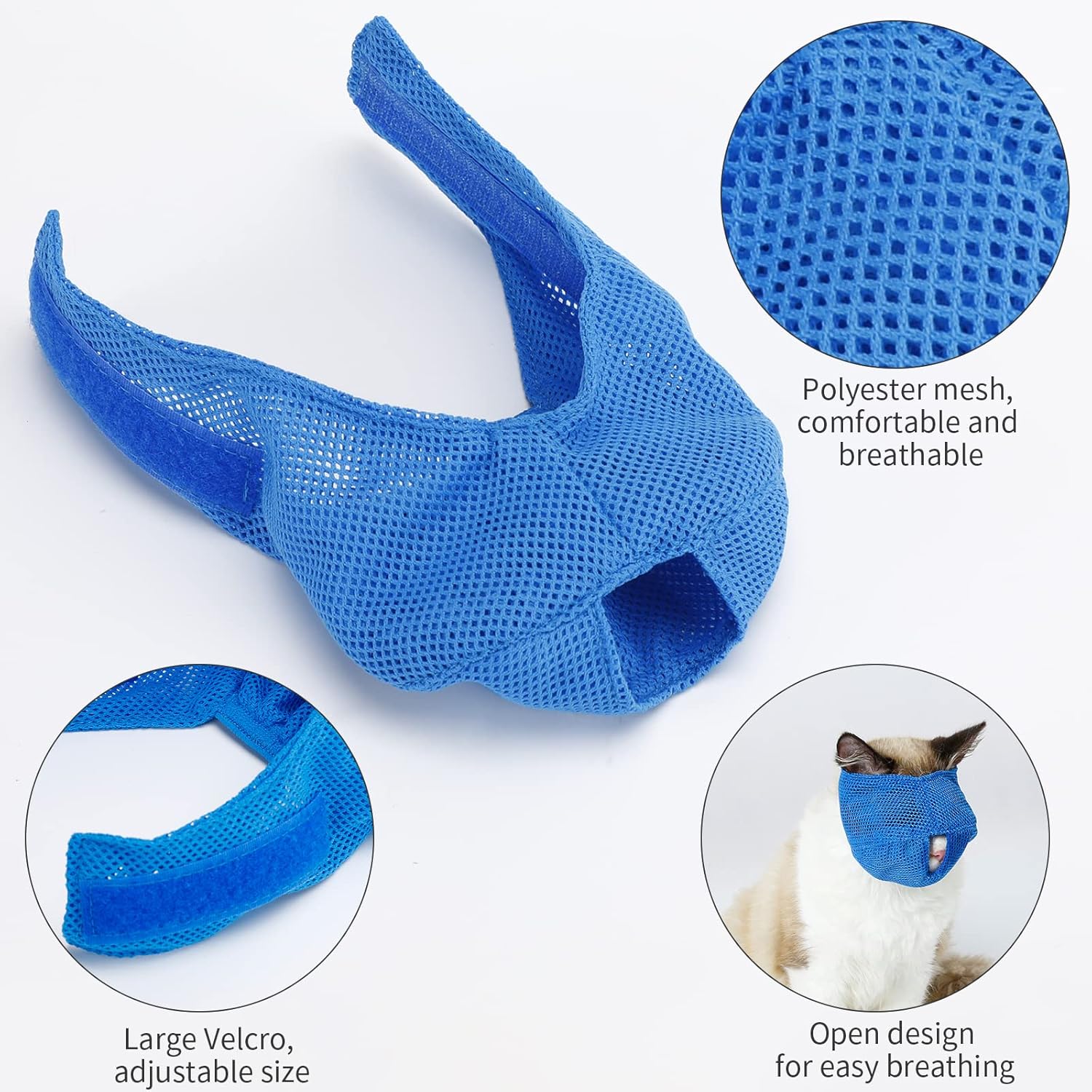 Cat Muzzle Breathable Mesh Cat Mouth Mask Grooming Restraint Bag - Anti Bite, Anti Meow, Prevent Scratching & Chewing
