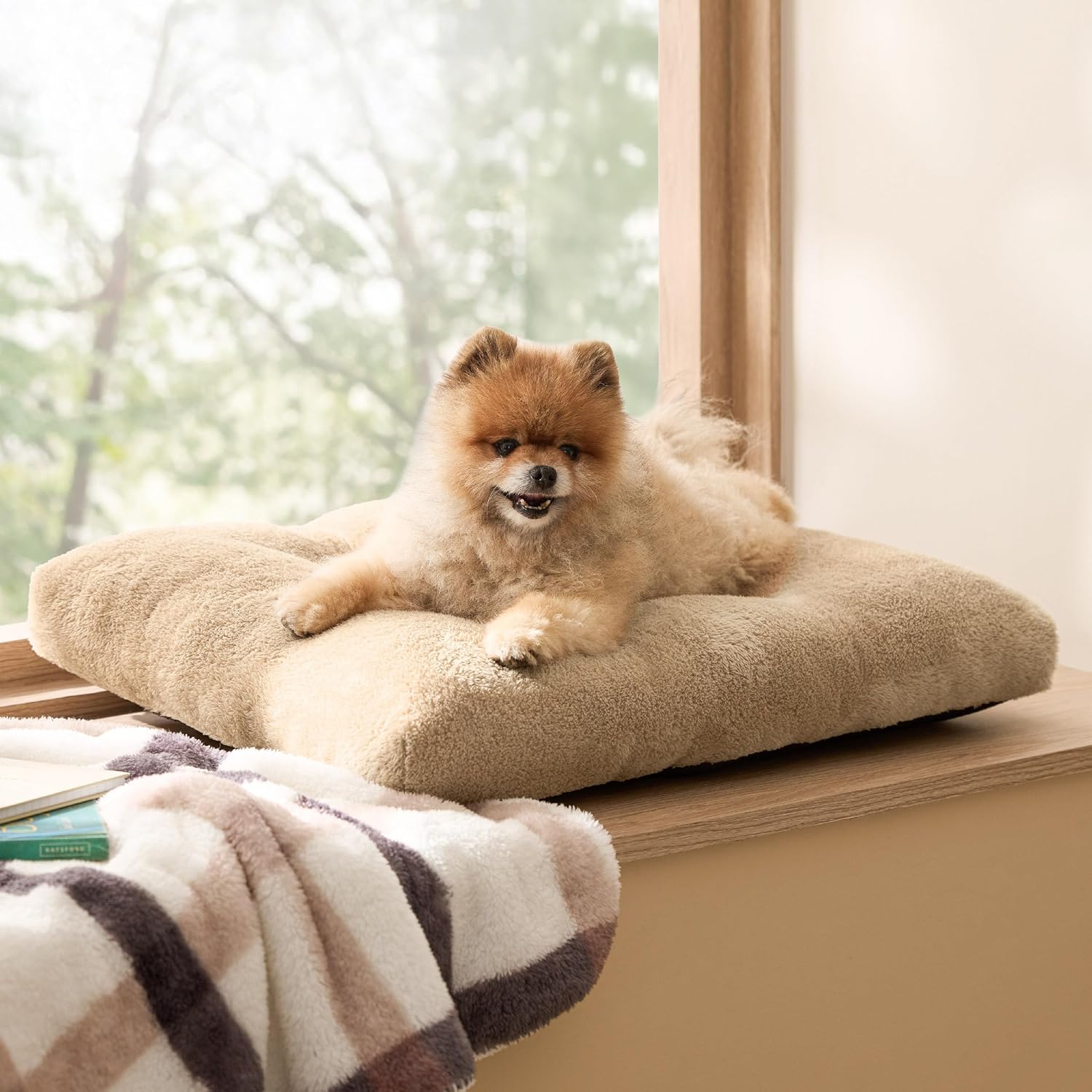 Small Dog Bed for Crate Washable, Comfort Fluffy Plush Pillow Bed Crate Pad, Non-Slip and Machine Washable Kennel Pet Sleeping Mat for Puppy/Cat,, Brown Visit the Bedsure Store