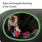 Cat Toys Ball Fast Rolling in Cat Tunnel – Motion-Activated Ball in Enrichment Tunnel,Hide & Seek Puzzle Game for Indoor Cats & Kittens,Boredom Relief for Cats (Orange-red)