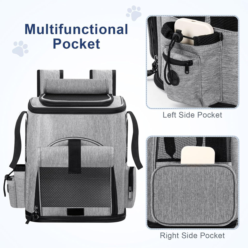 Cat Backpack Carrier, Breathable Expandable Cat Backpack Large Space Cat Carrier Backpack for Kitty Small Dog, Foldable Airline Approved Dog Backpack, Cat Travel Bag Up to 20 lbs