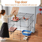 Cat Cages Indoor Enclosure DIY Cat Playpen Catio Detachable Metal Wire Kennels Cats Crate Large Extra Exercise Place Ideal for 1 Cat,35.4 Inches