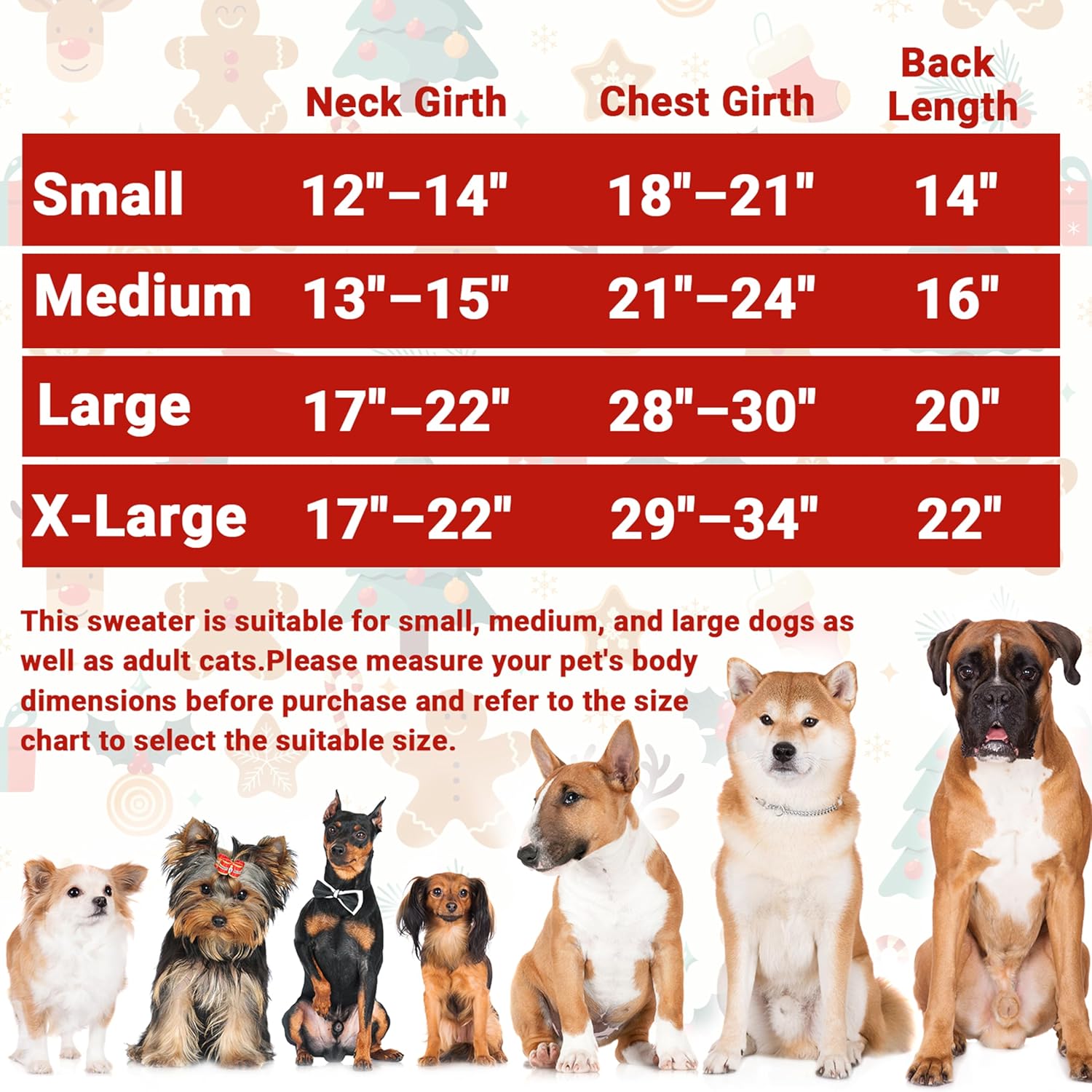 Dog Christmas Sweater, Winter Warm Fleece Holiday Pet Clothes for Small, Medium, Large & XL Dogs, Cute Snowflake Turtleneck Dog Pullover Knitwear Indoor & Outdoor