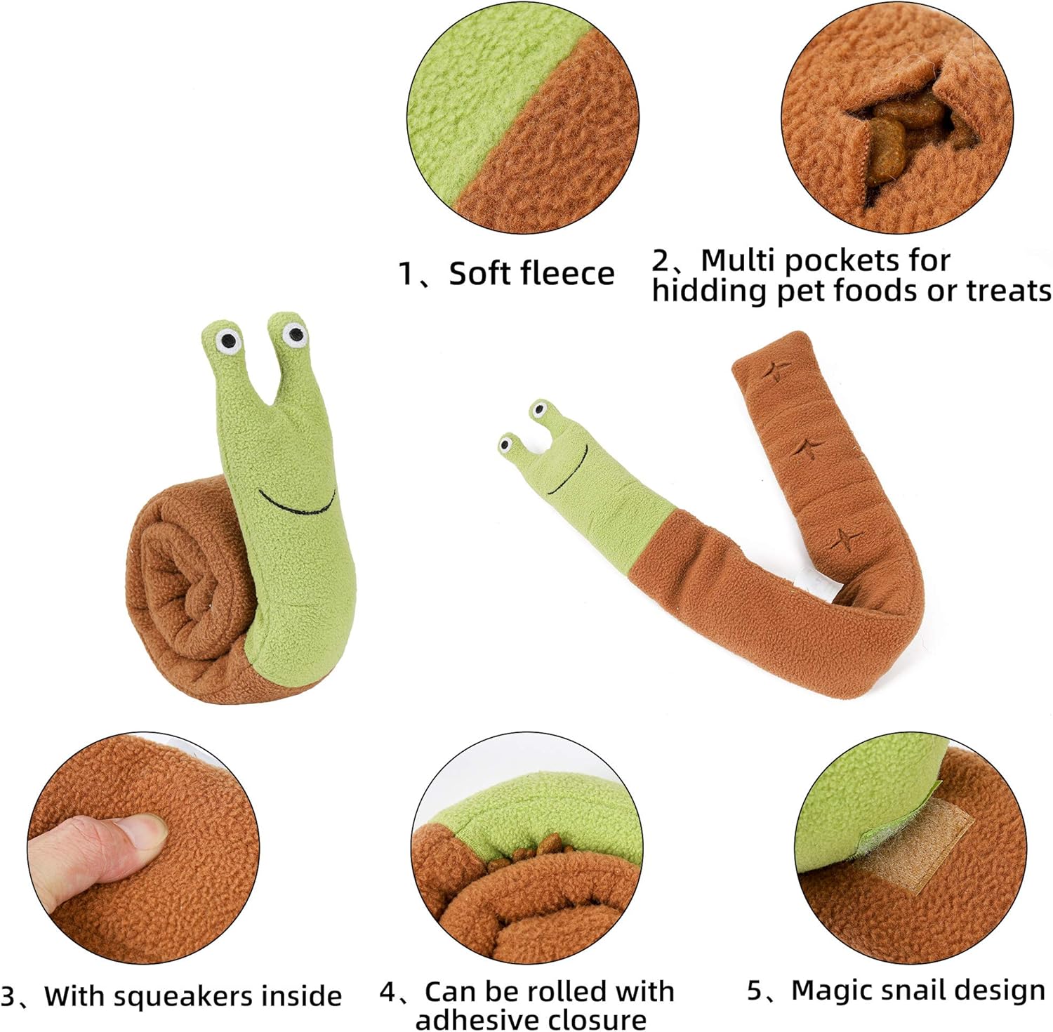 Pet snail molar dog plush toys, dog sniffing training plush toys, interactive educational IQ screaming toys, plush toys for pet activities to relieve stress, suitable for large, medium and small dogs