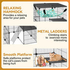 Cat Cage, 4-Tier DIY Cat Enclosures Catio, Cat Playpen Indoor & Outdoor with Hammock, Detachable Metal Wire Kennel Cats Crate, 2x2x4 Exercise Place for 1-3 Cats/Kitten