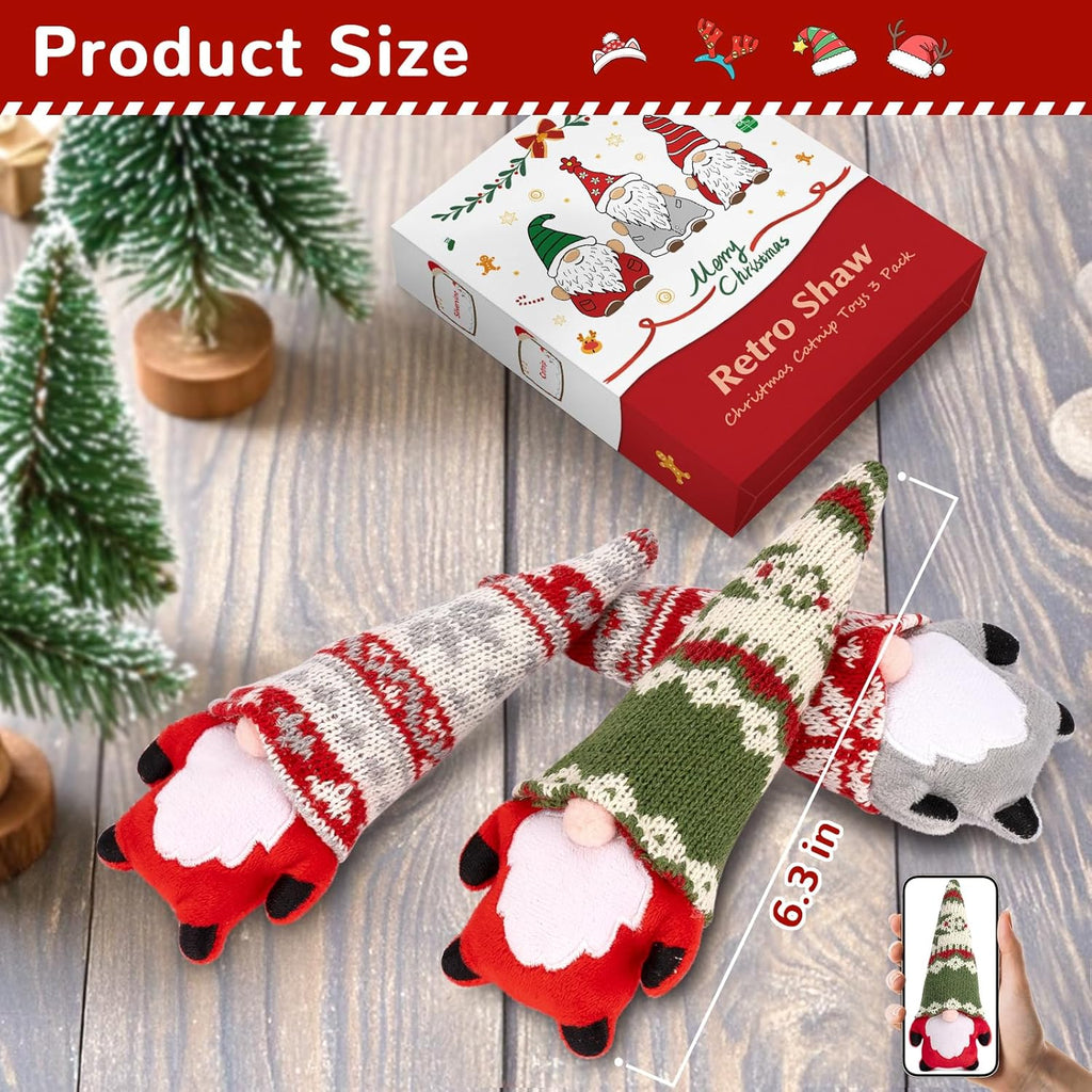 Christmas Cat Toys, Xmas Catnip Toys for Indoor Kitten Kitty, Safe Kitten Teeth Cleaning Toy, Interactive Cat Chew Kitty Kicker Toy Santa Claus