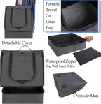 Portable Cat Travel Litter Box with Zipped Waterproof Bag,No Collapse with Hard Base Insert at Bottom, No Leakage, No Smell, Easy to Carry, Easy to Use in Hotels, Car Black
